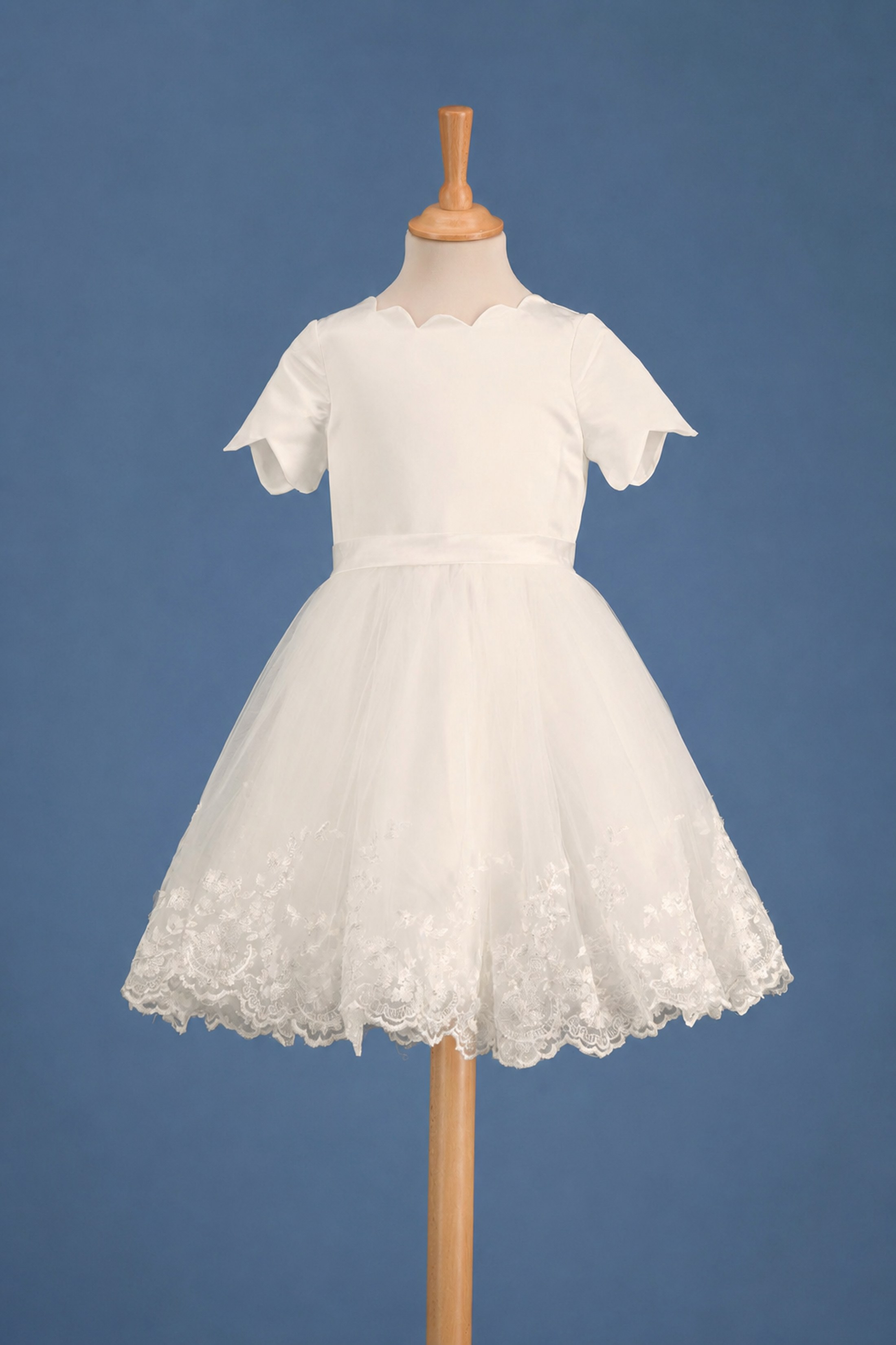 Robe Madeleine - Satin & dentelle | Blanc