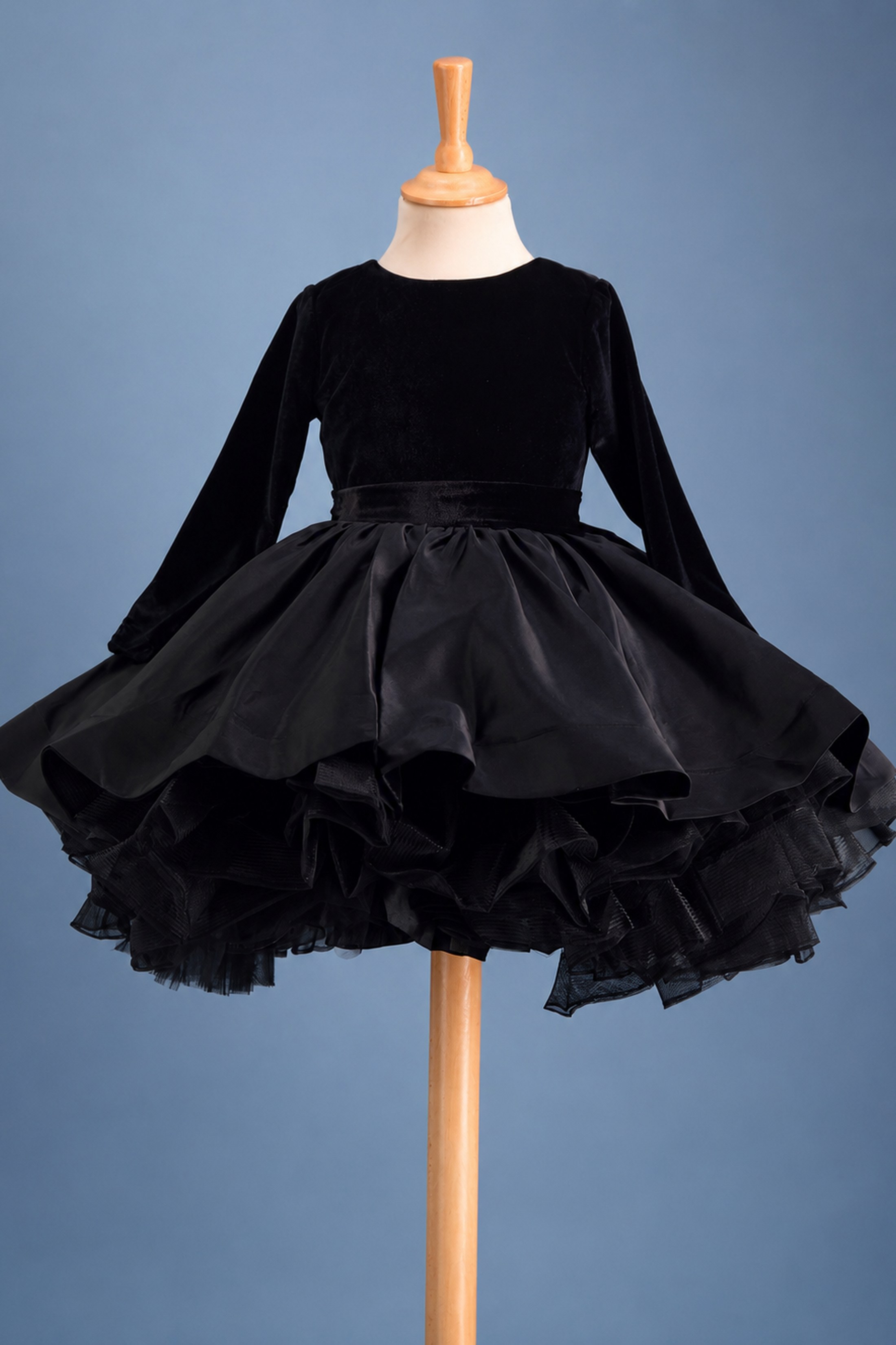 Robe Gabrielle - Velours & organza | Noir