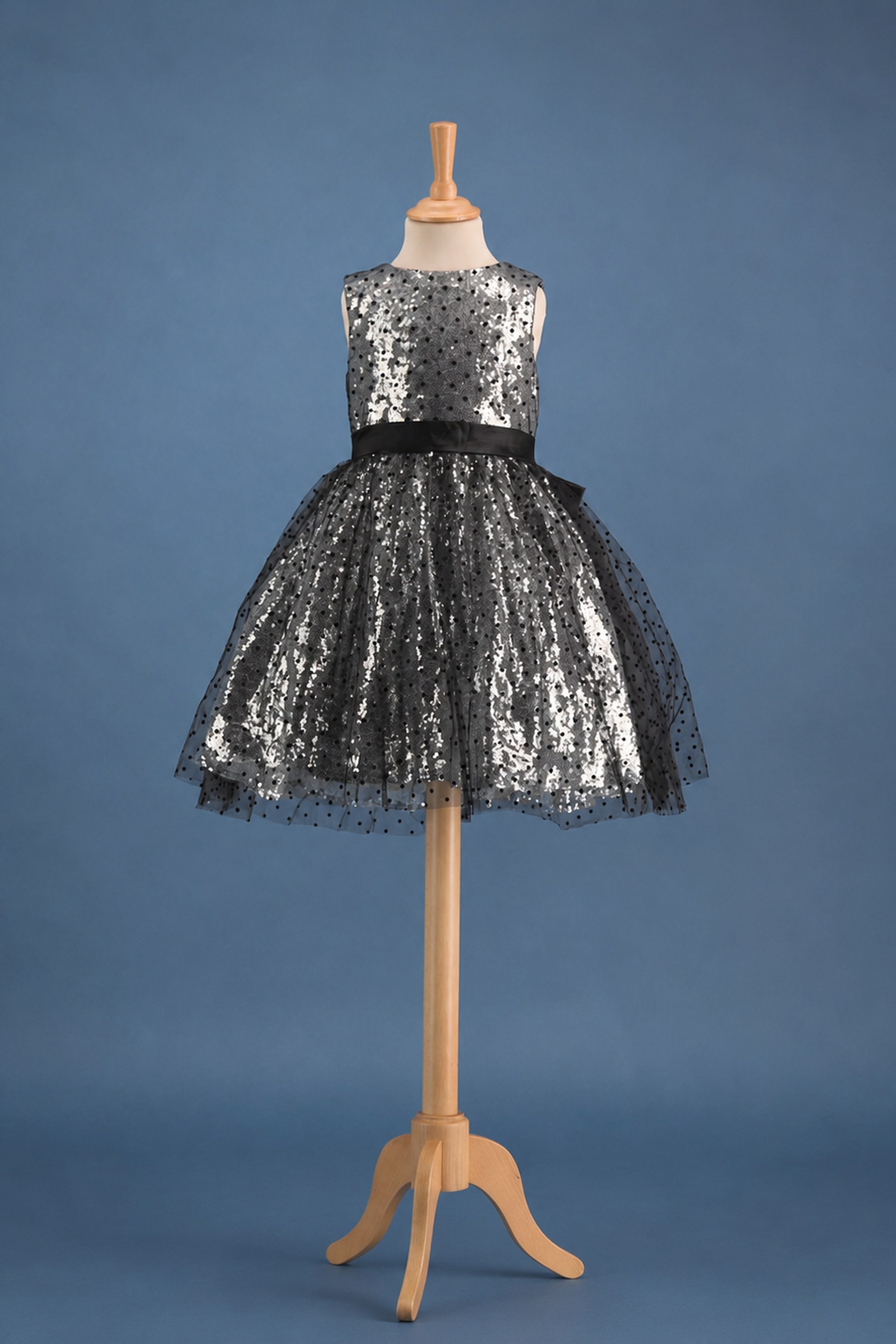 Robe Céleste - Sequins & tulle à pois | Argent