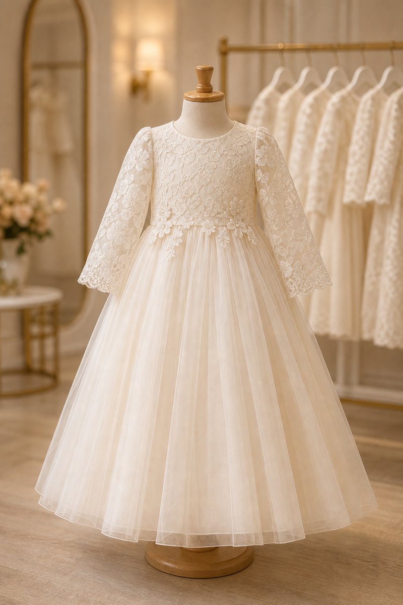 Robe de cérémonie en dentelle ivoire